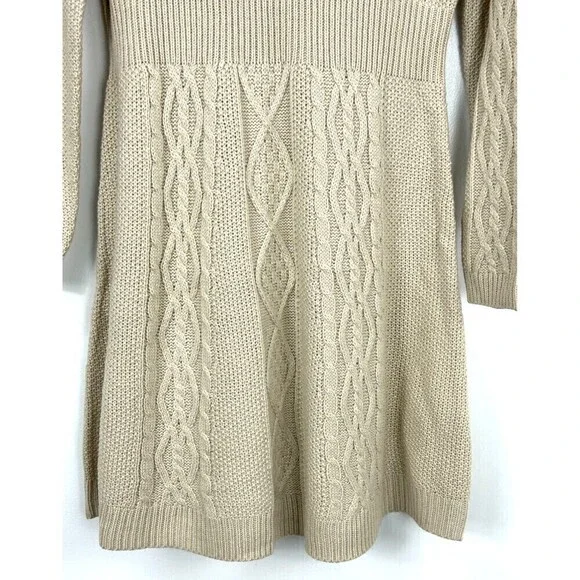 New Lucky Brand Womens Size XL Peyote Beige Cable Knit Chunky Sweater Dress N4 - Picture 8 of 12